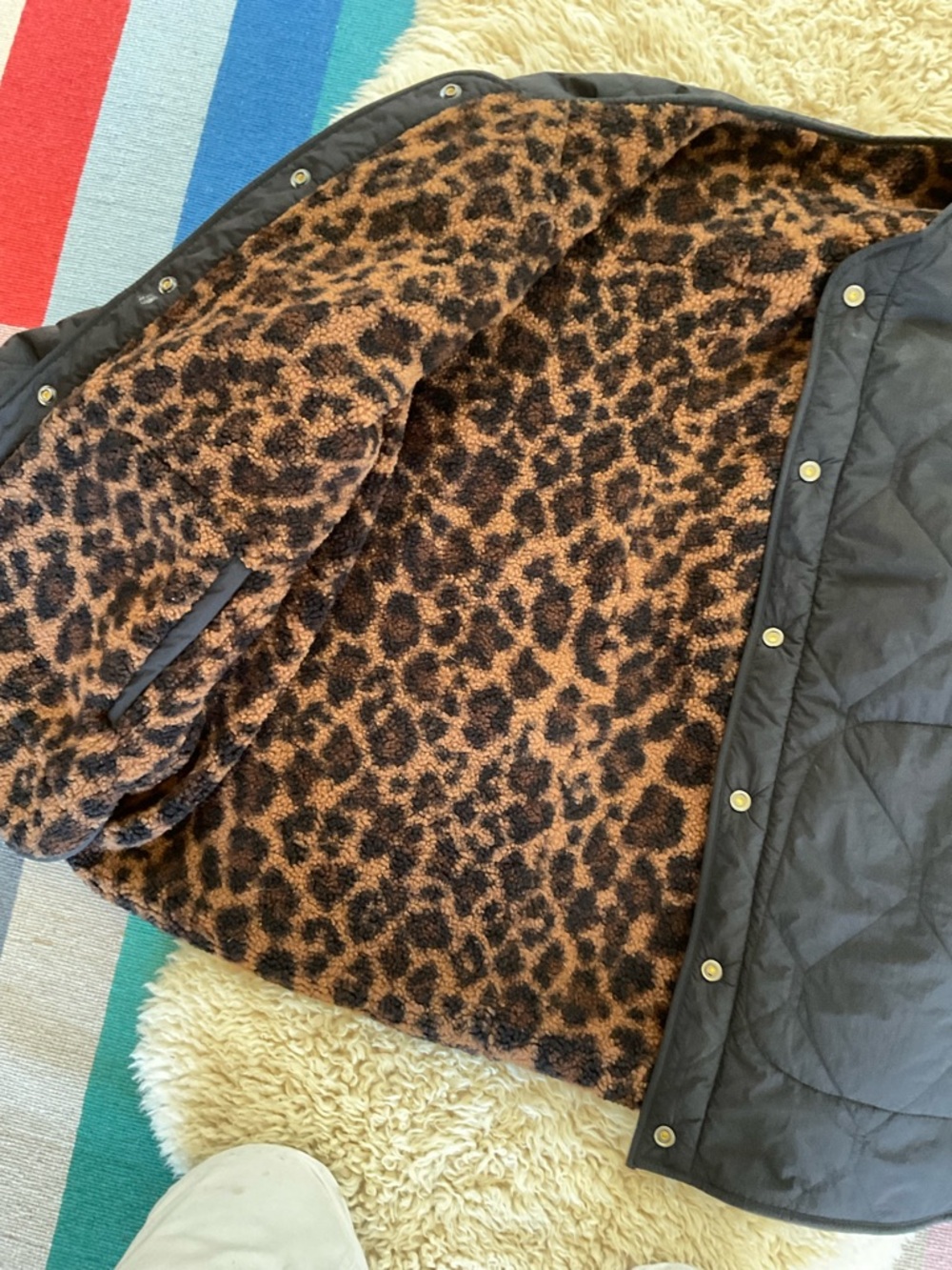 AYR Leopard Shearling Jacket REVERSIBLE in Brown and Black - Picture 3 of 6